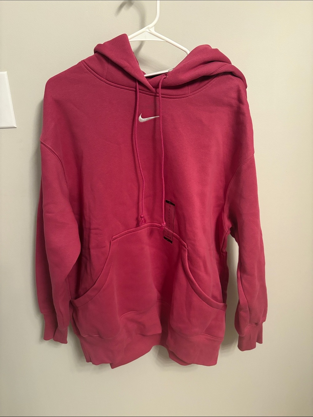 Nike Hot Pink Pullover Hoodie with White Swoosh